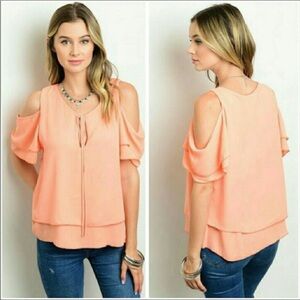 Peach Cold Shoulder Blouse